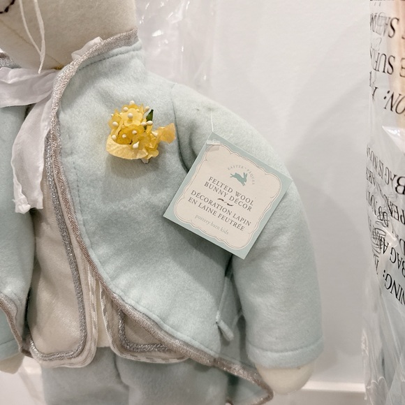 RARE Pottery Barn Kids Wool felted Bunny in Light Blue ( Two ) - Picture 2 of 4